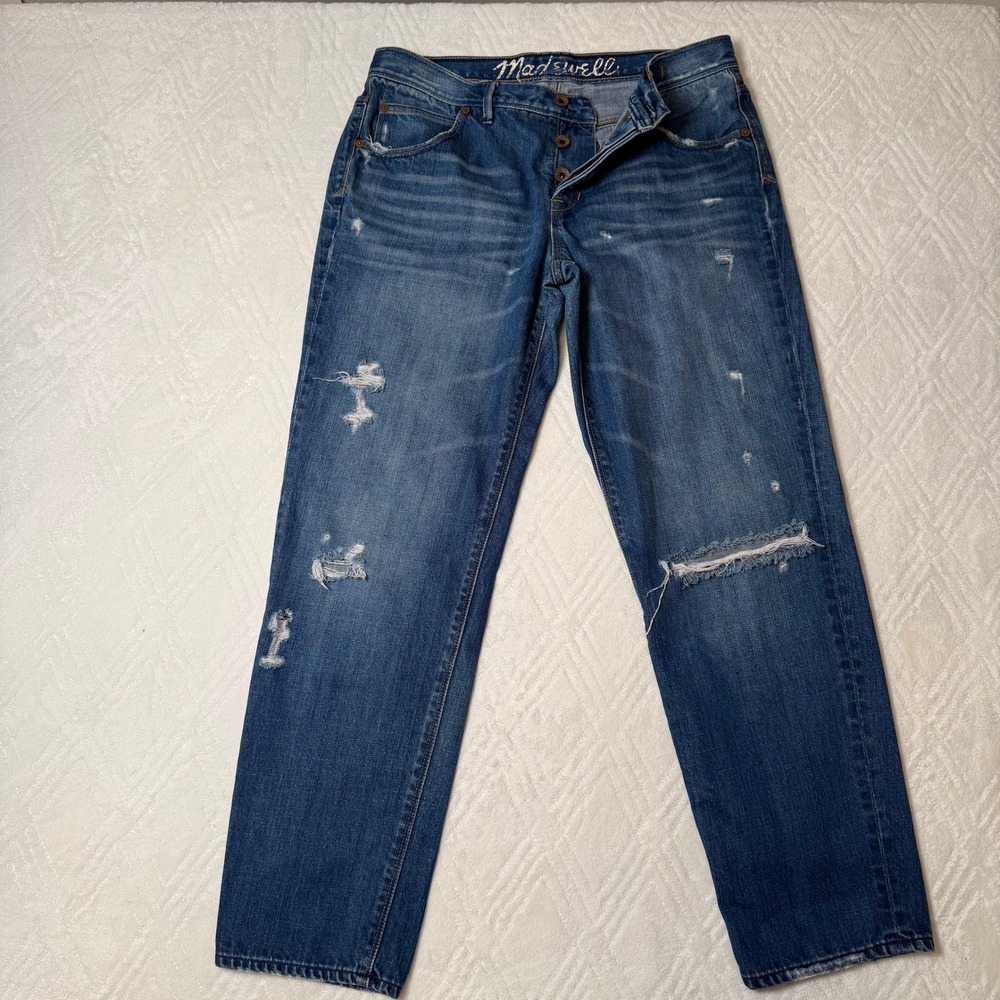 90s Grunge Madewell Jeans Womens 29 Distressed Straight Leg Button Fly Denim